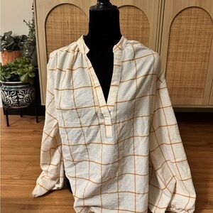 a new day White and Orange Grid Pattern Shirt